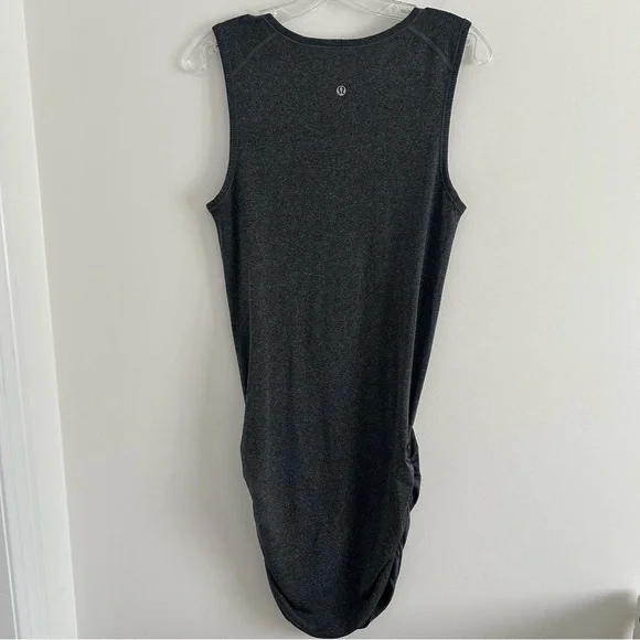(SOLD) LULULEMON In The Flow Sleeveless Ruched Dress Grey Size 6 - Picture 10 of 11
